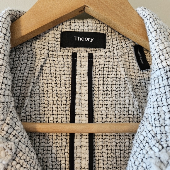 Theory Tweed Relaxed Open Front Pockets Belted Casual Women's Jacket Size XS. - Picture 10 of 15